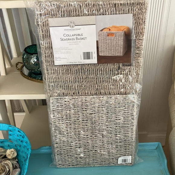 NIB Huntington Home Collapsible Sea Grass Basket, 13” x 13” x 13” - Picture 12 of 14